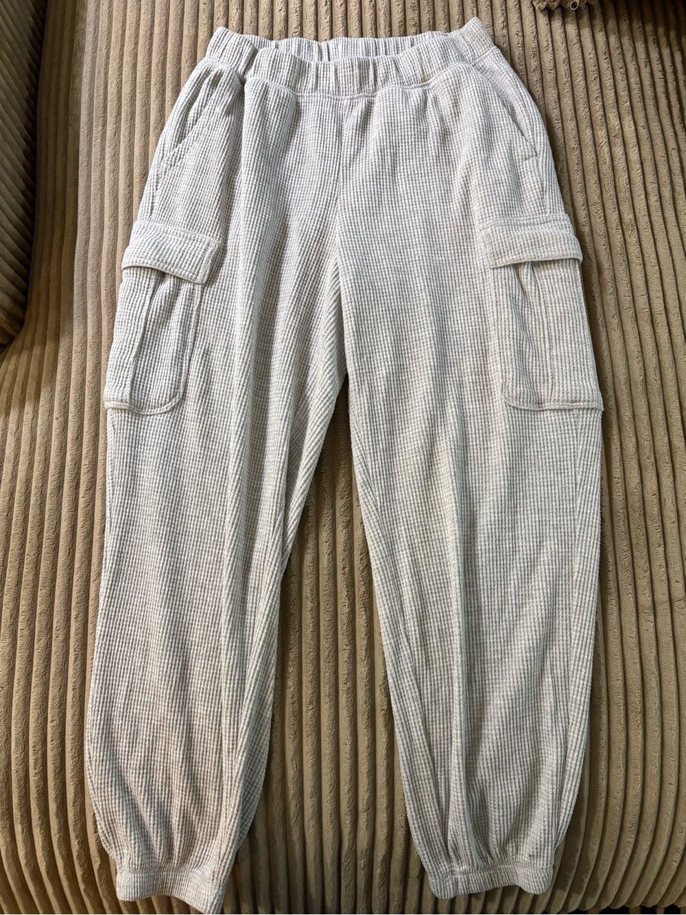 aerie Gray Waffle-Knit Cargo Joggers